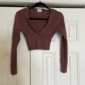 Mauve Ribbed Wrap Sweater